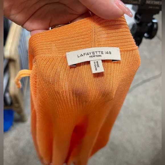 Lafayette 148 Tank Top And Cardigan Sweater Tangerine Orange Knit Size Small - Picture 6 of 6